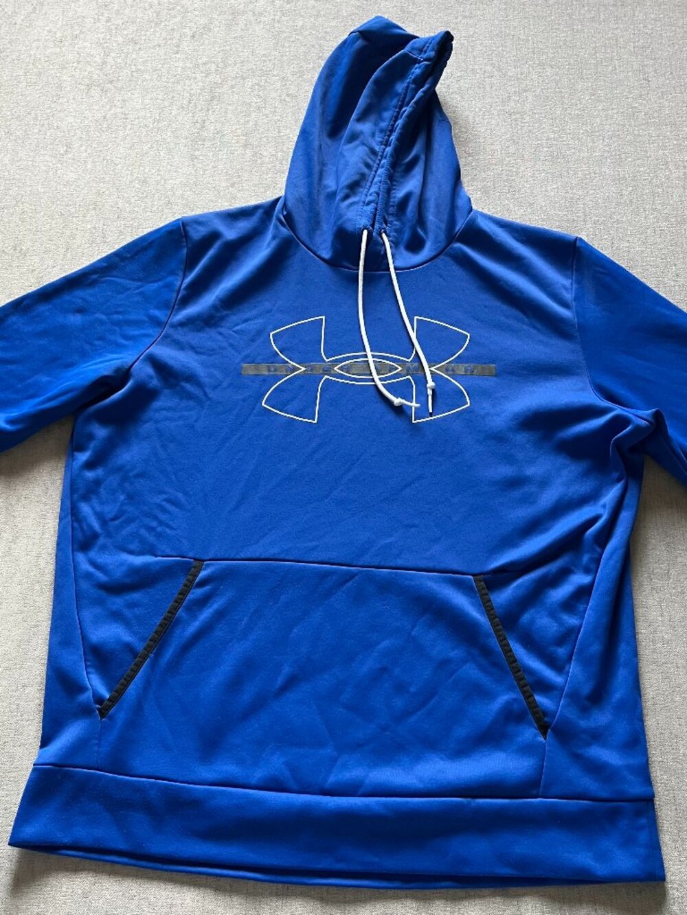 Under Armour Sweatshirt Hoodie Men XL Blue Logo Lightweight Pullover Pocket